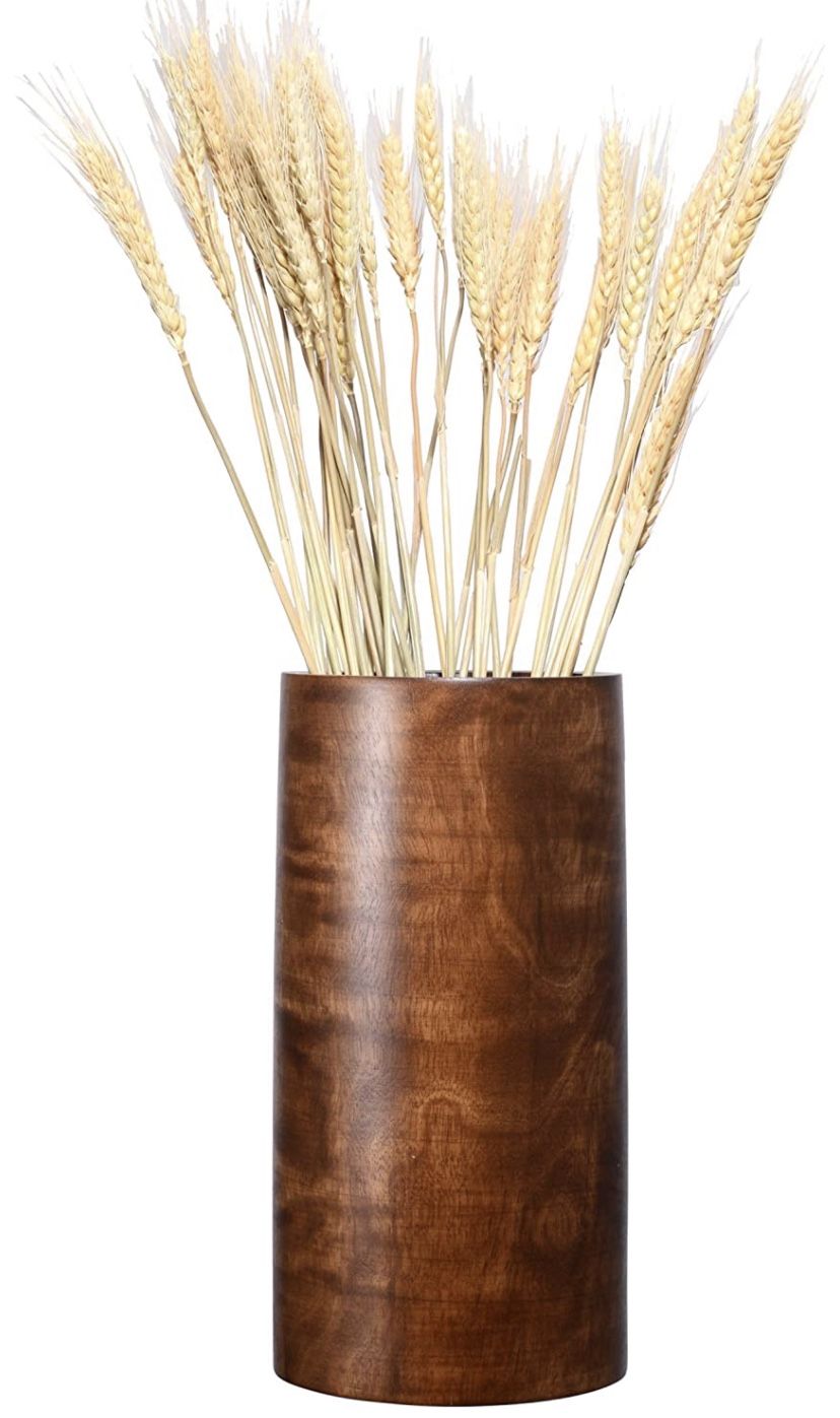 Handmade 10" Mango Decorative Brown Tapered Barrel Faux Flowers, Branches or Bud Vase | Eco-Friendly and Sustainable Wood