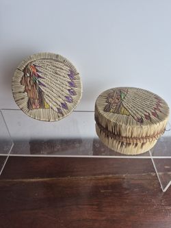 2 Porcupine Needle Native American Boxes With Lids 