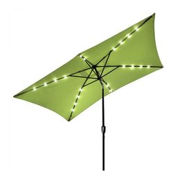 10'X6.5' Solar Rectangle Outdoor Tilt Patio Umbrella in Green Lime - Independence Day Sale