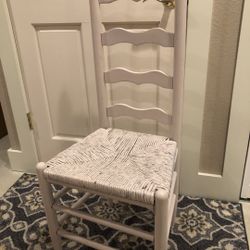 Pink Wood Chair With Ratan Seat