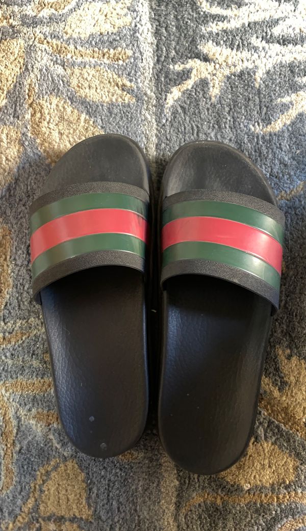 gucci flip flops red white blue