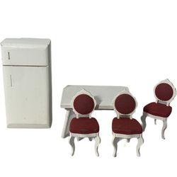 Halls Lifetime Toys Dollhouse Wooden 5 piece Set Refrigerator Table Kitchen Dine