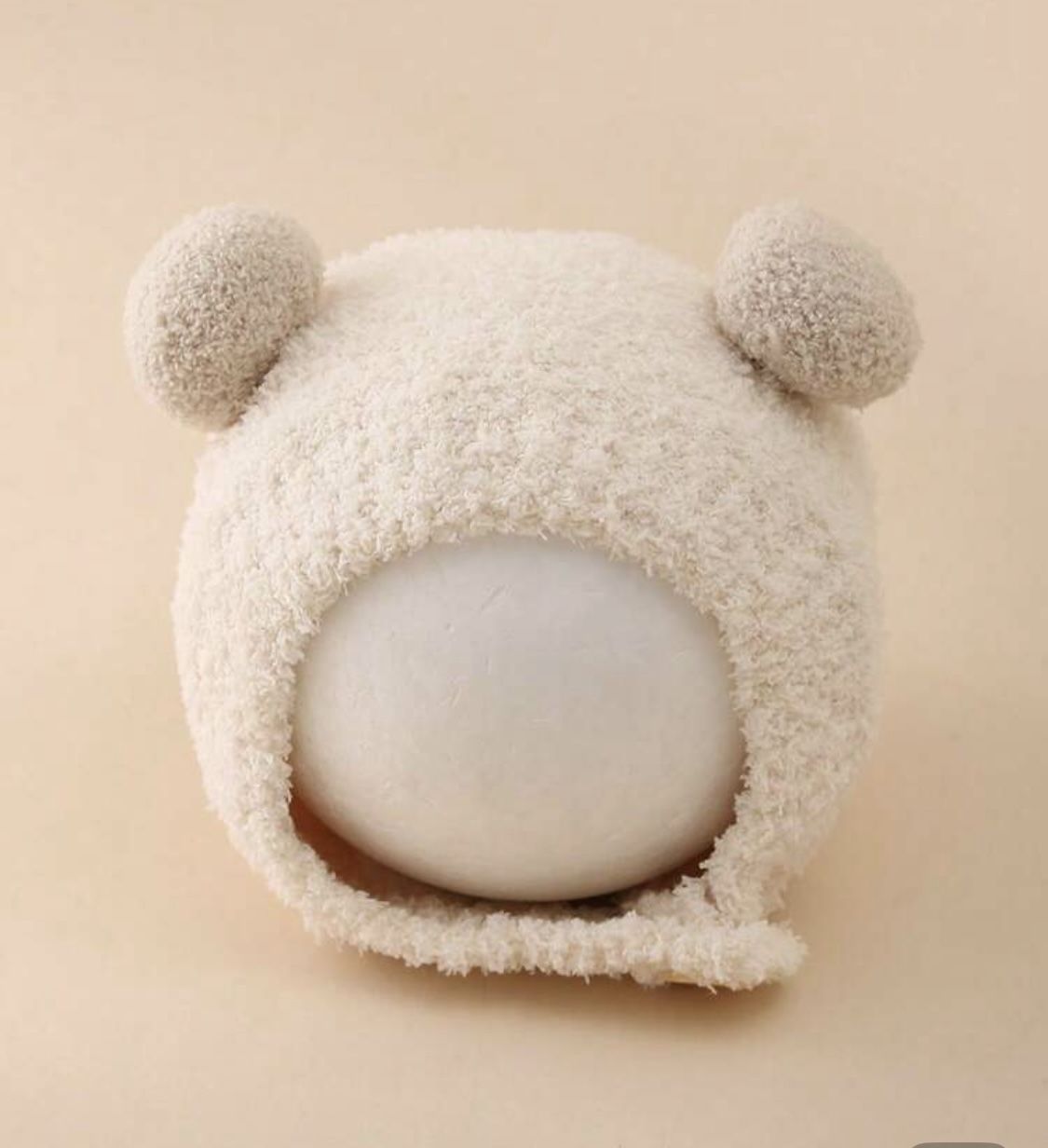 Fluffy bear-ear baby hat — warm, soft & adorable! Perfect for winter and cute photos