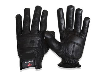 Men's Premium Leather Biker Police Style Perforated Leather Gloves