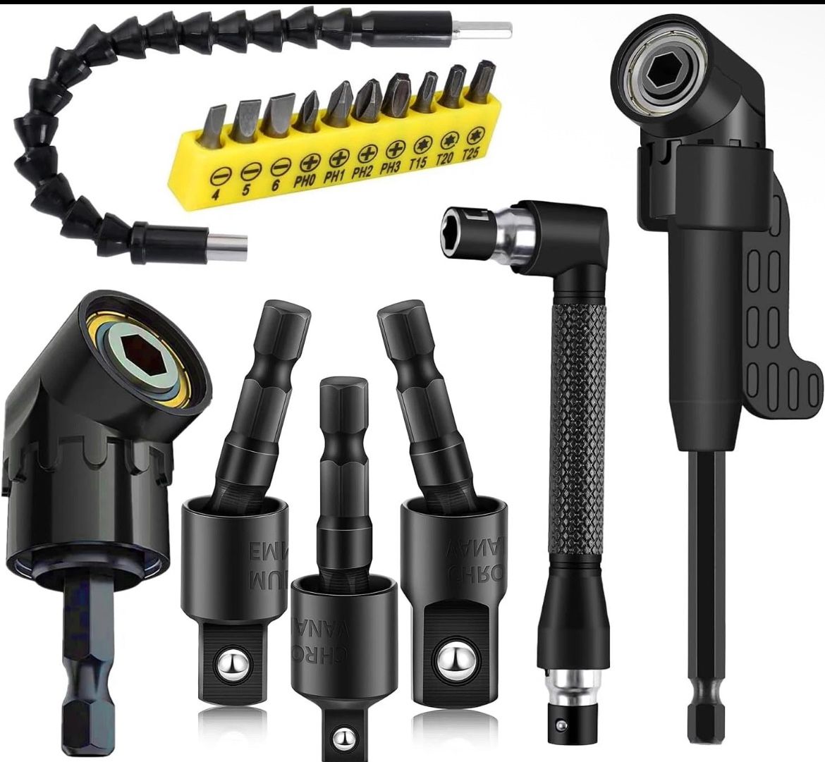 17Pcs Flexible Drill Bit Extension, Include 3Pcs Rotatable Socket Adapter 2Pcs Hex