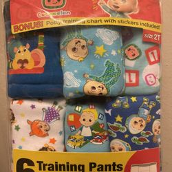 6 Pack Cocomelon Training Pants  Size 2T