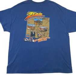 Harley Davidson Zion Washington, UT T-Shirt Double Sided Graphic Tee XXL Blue