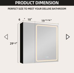 GETPRO 30x30 Inch Lighted Medicine Cabinets LED Medicine Cabinet Mirror For Bathroom Black Aluminum Surface Mount Anti-Fogger Function 3 Color Tempera