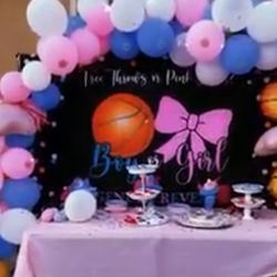 Basketball gender Reveal Backdrop Decor 