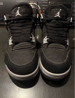Black canvas Jordan 4 size 5