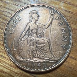 1940 Great Britain George VI 1 Penny Coin – Bronze