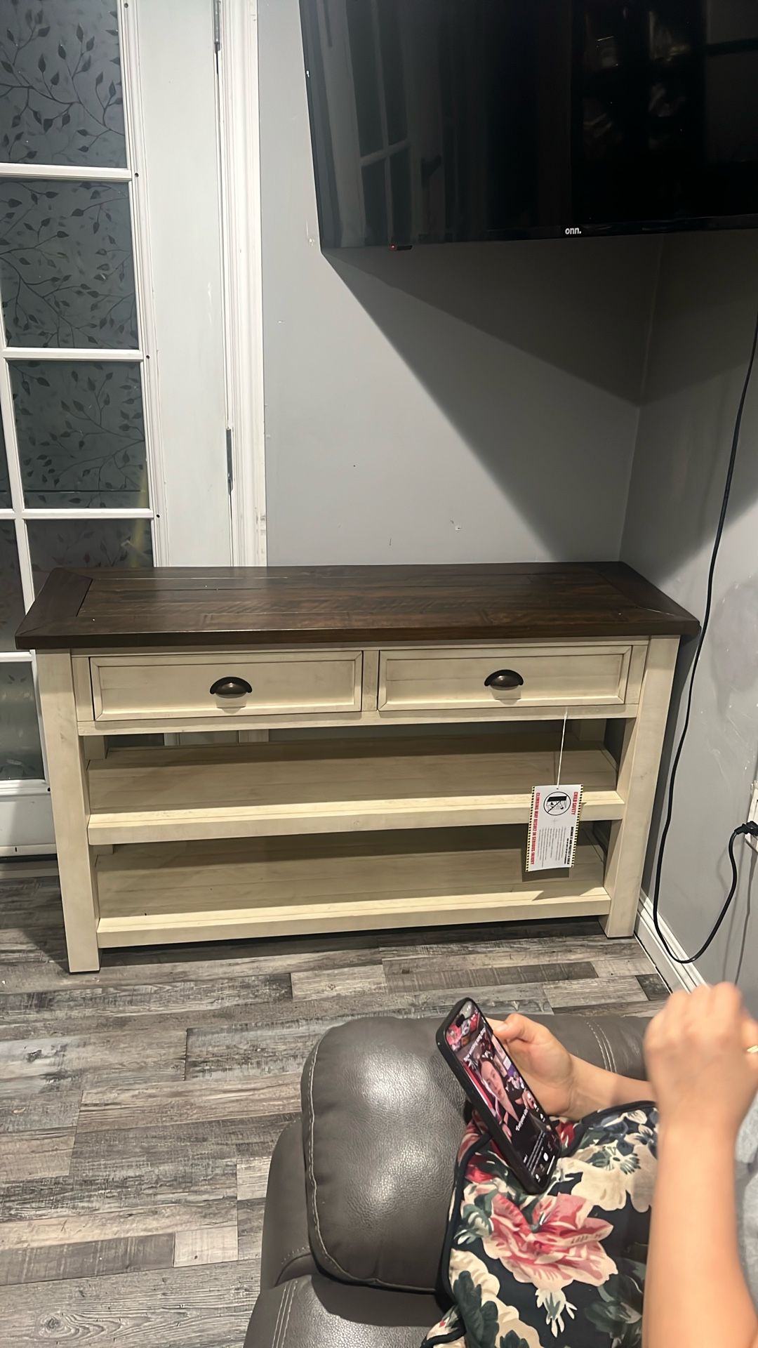 Sofá Consolé Table Cream Tan And Brown
