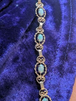 10k YG Natural Fire Opal Tennis Bracelet