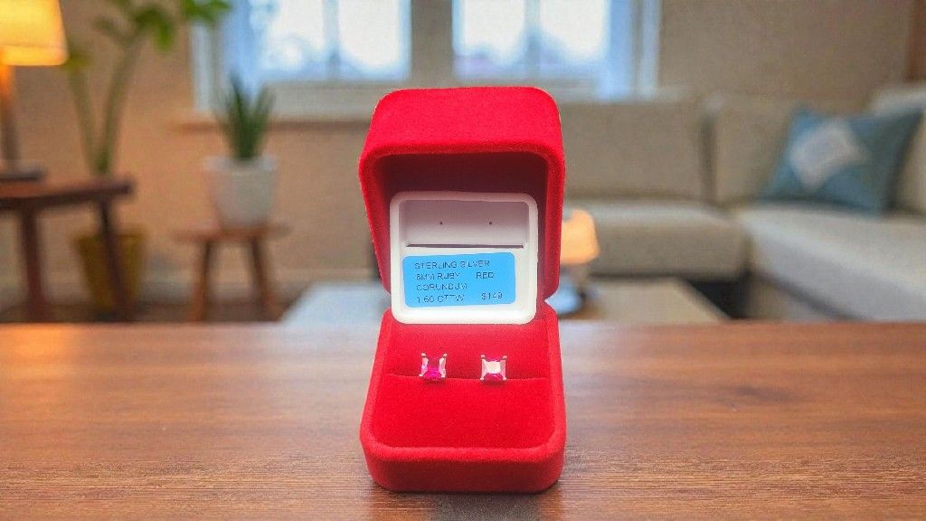 Ruby-Red Corundum Earrings