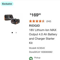 Power Tool charger & battery (Rigid Max Output), Open Box, Never Used