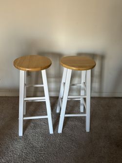 Winsome Wood Element 24" Counter Stools Set of 2 - Natural Seat / White Legs