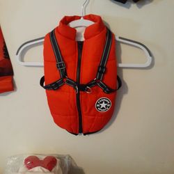 Dog Puffy Vest with Harness for leashes 