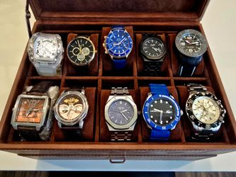 Men’s Watch Collection Lot (9 Watches + Premium 10-Slot Case) - Tissot, Chronologia, LP