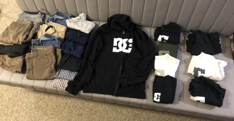 DC men’s clothing. Size 32 bottoms and Large tops