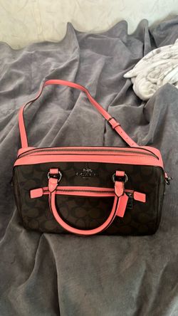 Coach Rowan satchel pink and dark brown medium large in size