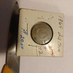 1864 2 Cent Coin Sealed In A Cardboard Holder