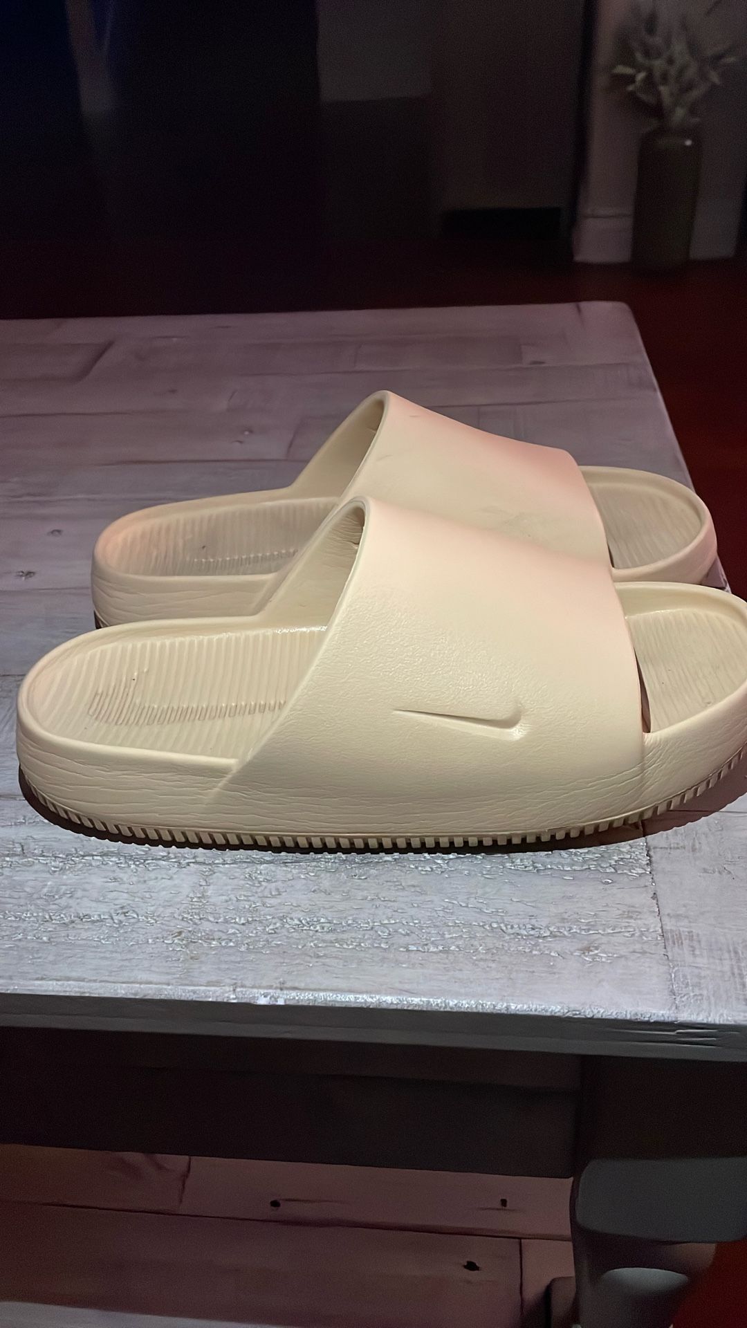 nike calm slides beige