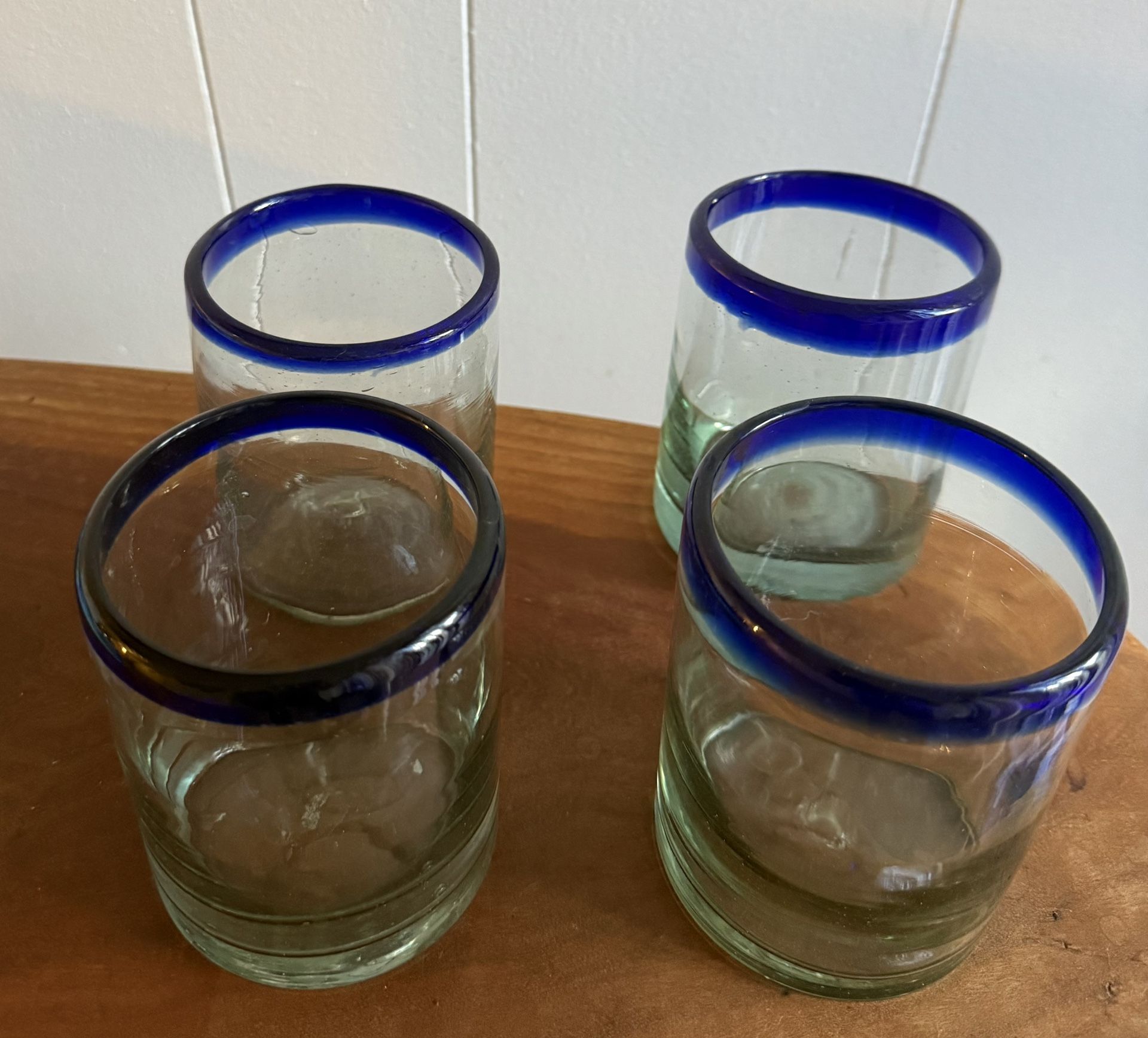 Set Of 4 Blue Rim Glasses