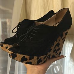 Prada Size 39 Leopard Wedges 