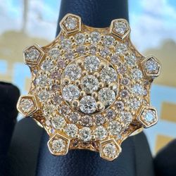 10k solid yellow gold 5CTW Natural Diamond Crown King iced out  men’s ring sz 7.75