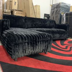 $899 Brand New Black Corduroy  Sectional (read description below)