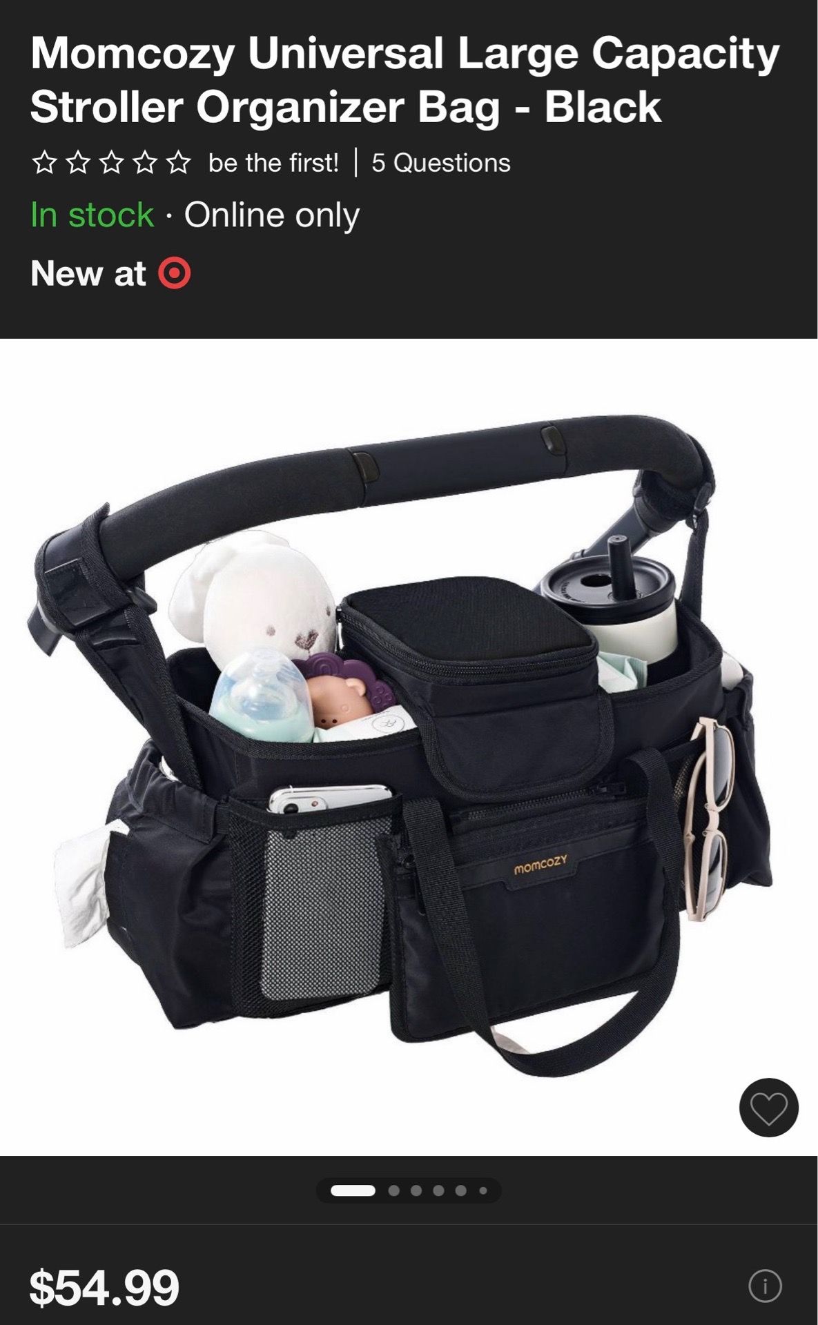 Momcozy Universal Large Capacity Stroller Organizer Bag - Black