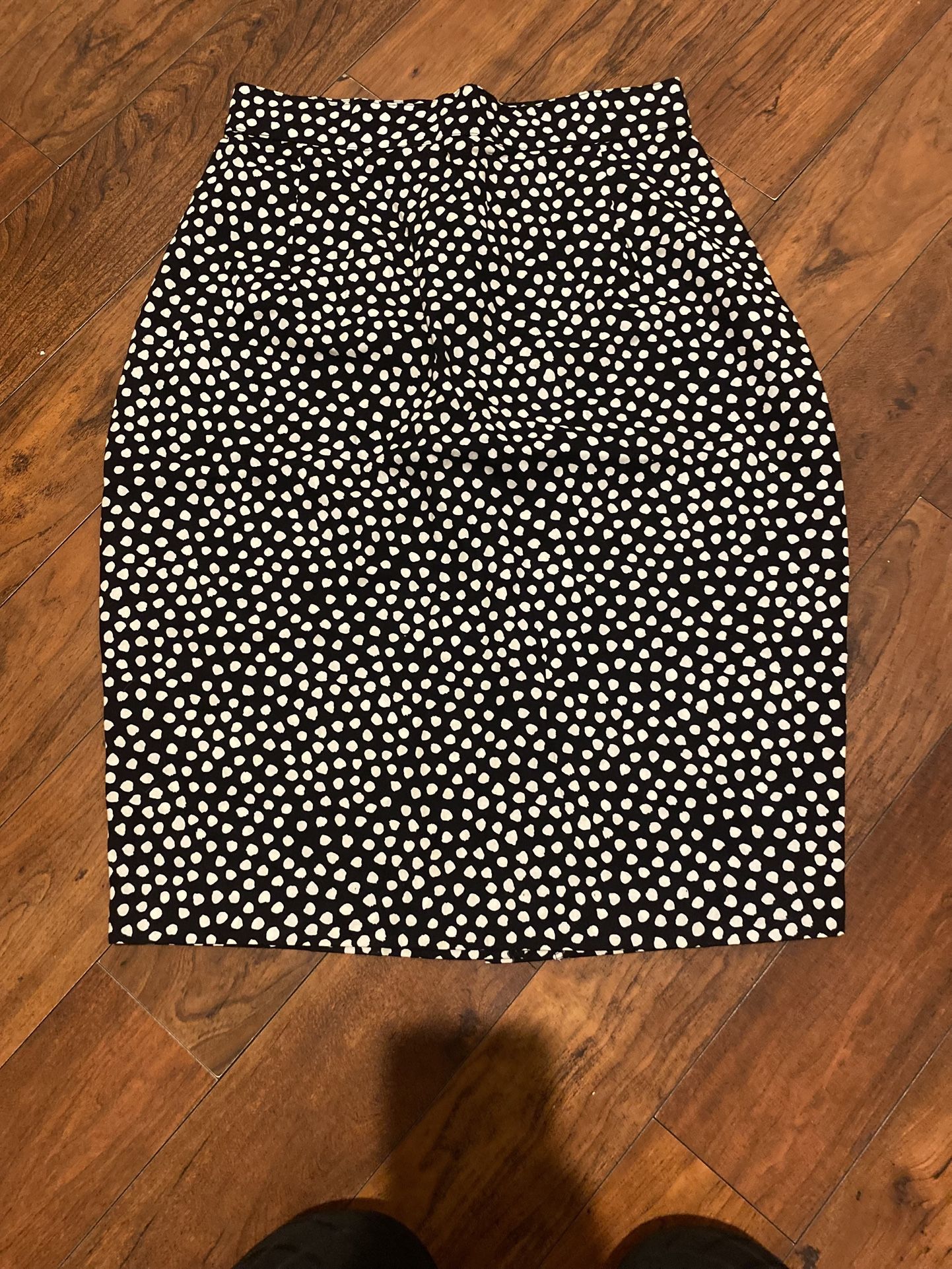 Vtg American Design Skirt Size 8 Women's Black White Polka Dot Made in USA