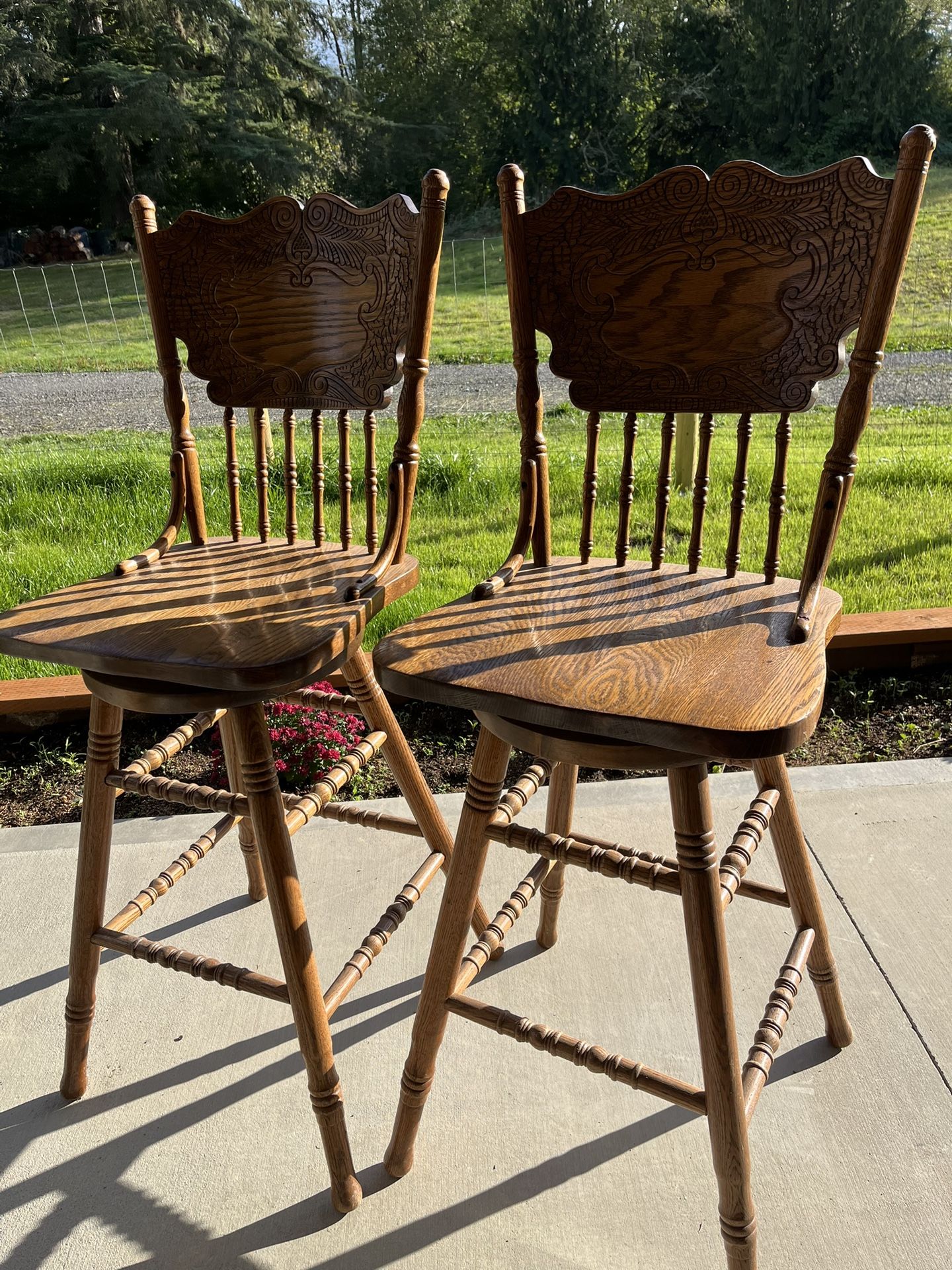 Oak bar chairs