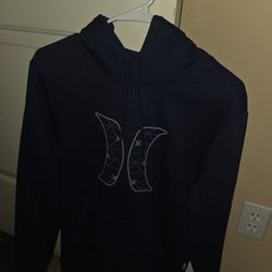 Hurley One and Only Fleece Pullover hoodie in the color navy blue Size Small, with a white logo graphic. 