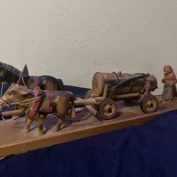 Vintage Hand Carved Black Forest German Beer Wagon