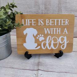 Life Is Better With A Dog Farmhouse Style Wood Sign Decor 