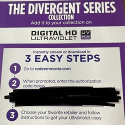 THE DIVERGENT TRILOGY BLU-RAY DIGITAL CODES 