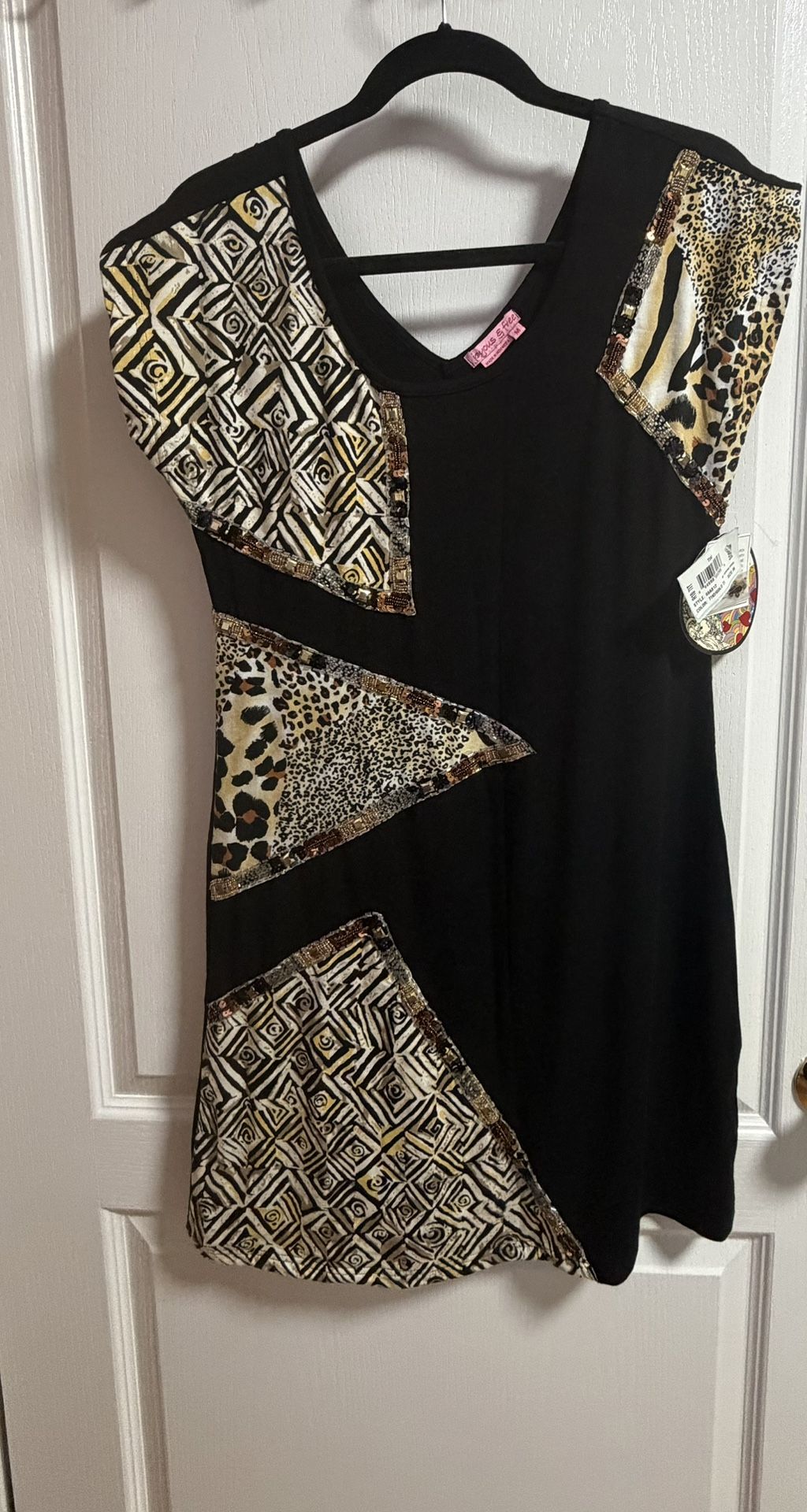Stylish Black and Animal Print Dress