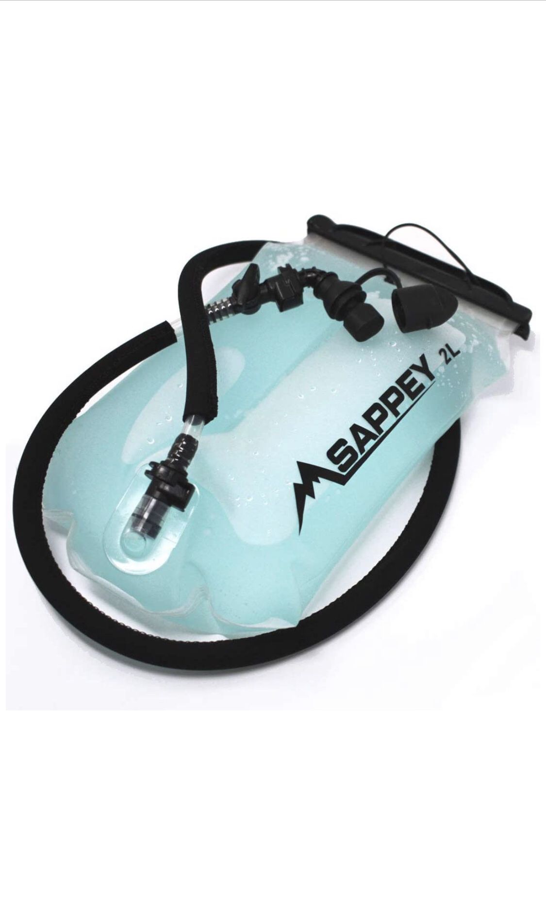 2-Liter Water Bladder for Backpacks, TPU Black Reservoir with 1 Extra Valve and Neoprene Protection, Hydration Bladder for Running, Biking, Camping o