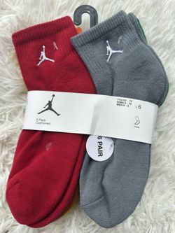 Jordan Men's Athletic Ankle Red and Gray Socks - 6 Pack