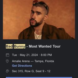 4 Bad bunny Tickets For Sale ($342 EACH)