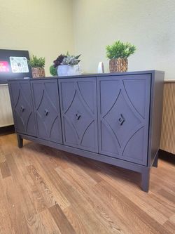 STUNNING DARK GRAY SIDEBOARD OR BUFFET BRAND NEW 4 DOORS & REGULABLE SHELVES 60X17X32 GREAT SHAPE