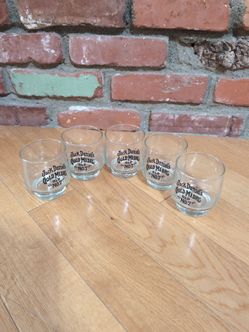 5 Vintage JACK DANIELS Gold Medal Old "NO. 7" Glass Tumblers