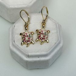 Floral Turtle Earrings