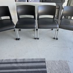 $80.00 Each. Like New! Steelcase Black Leather Rolling Office Move Chairs