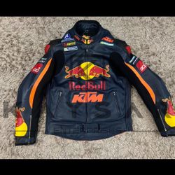 KTM Redbull Custom Made Motorbike Jacket / Motorcycle Jacket With Protections Gift For Men And Women .