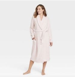 Women's Plush Fleece Bathrobe Light Pink Size XL/XXL
