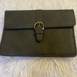 Olive green Vegan Leather - oversized! clutch NWOT