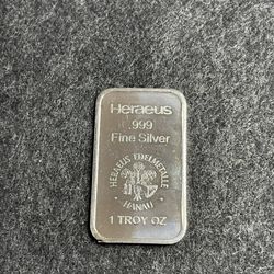 1oz Bar .999 Silver Bullion 