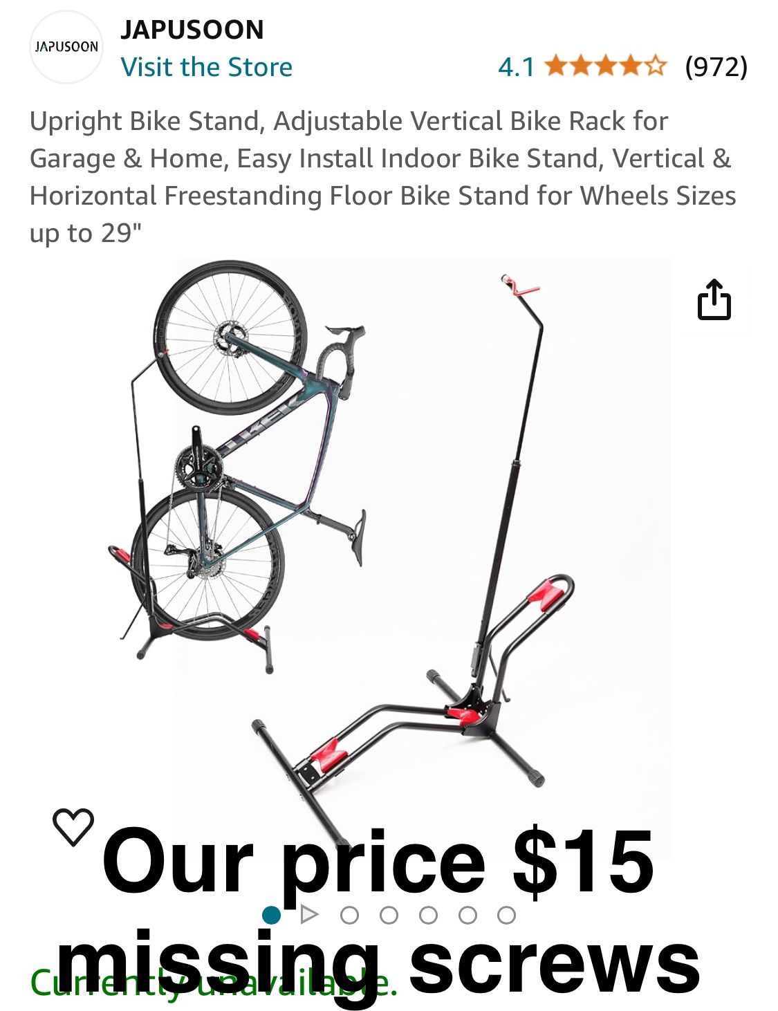 Upright Bike Stand, Adjustable Vertical Bike Rack for Garage & Home, Easy Install Indoor Bike Stand, Vertical & Horizontal Freestanding Floor Bike Sta